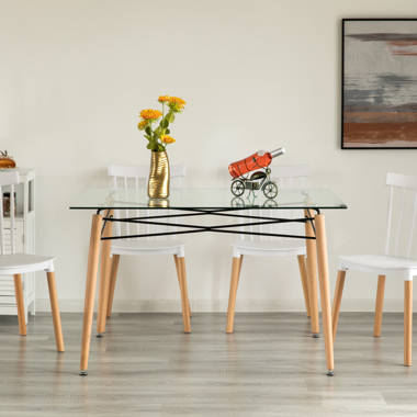 Dining table glass top 4 online chairs